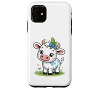 Lindo bebé Kawaii Vaca con Arco Dibujos Animados Animal Arte Carcasa para iPhone 11