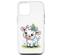 Lindo bebé Kawaii Vaca con Arco Dibujos Animados Animal Arte Carcasa para iPhone 12/12 Pro