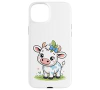 Lindo bebé Kawaii Vaca con Arco Dibujos Animados Animal Arte Carcasa para iPhone 15 Plus