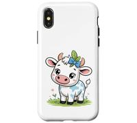 Lindo bebé Kawaii Vaca con Arco Dibujos Animados Animal Arte Carcasa para iPhone X/XS