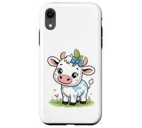 Lindo bebé Kawaii Vaca con Arco Dibujos Animados Animal Arte Carcasa para iPhone XR