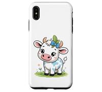 Lindo bebé Kawaii Vaca con Arco Dibujos Animados Animal Arte Carcasa para iPhone XS MAX