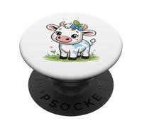 Lindo bebé Kawaii Vaca con Arco Dibujos Animados Animal Arte PopSockets PopGrip Adhesivo