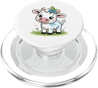 Lindo bebé Kawaii Vaca con Arco Dibujos Animados Animal Arte PopSockets PopGrip para MagSafe