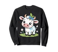 Lindo bebé Kawaii Vaca con Arco Dibujos Animados Animal Arte Sudadera
