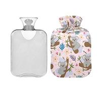 Lindo bebé Koala on Tree Botella de agua caliente con tapa, bolsa de agua caliente de 1 litro, compresa fría y caliente, alivio del dolor de cuello y hombros