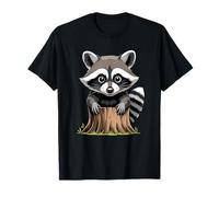Lindo bebé Mapache Mirando Desde tocón del Bosque Camiseta