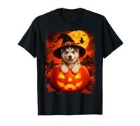 Lindo bebé Siberiano Husky Cachorro Bruja en Halloween Camiseta