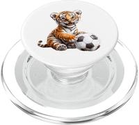 Lindo bebé Tigre Jugando fútbol Pelota Arte PopSockets PopGrip para MagSafe