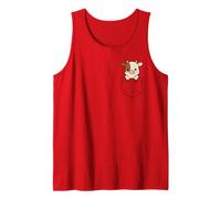 Lindo bebé vaca bolsillo amigo becerro divertido vaca granja animal Camiseta sin Mangas