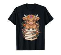 Lindo bebé Vaca de Las Tierras Altas Lectura Libro Bibliotecario Bookworm Regalos Camiseta