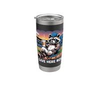Lindo béisbol mamá mapache café amante Vaso térmico de acero inoxidable de doble pared