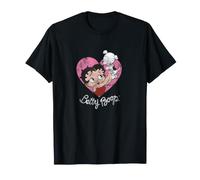 Lindo Betty Boop Pudgy Perro Corazón Dibujos Animados Vintage Grá Camiseta