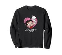 Lindo Betty Boop Pudgy Perro Corazón Dibujos Animados Vintage Grá Sudadera