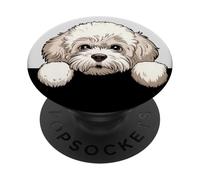 Lindo Bichon Frise Peeking Puppy Funny Bichon Dog Lover PopSockets PopGrip Adhesivo