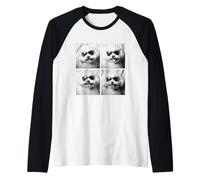 Lindo bichón frise perros divertidos con gafas de sol cabina de fotos mascota Camiseta Manga Raglan