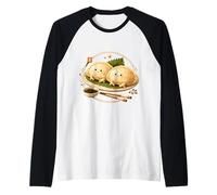 Lindo Bola De Masa Gyoza Kawaii Asiático Amante De La Comida Camiseta Manga Raglan