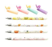 Lindo Bolígrafo Borrable, Diseño De Caracol De Dibujos Animados, Juego De Marcadores De Tinta De Gel De 4 Piezas, Función De Escritura Suave De 0,5 Mm, Accesorio De Papelería Divertido, Adecuado Para