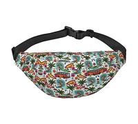 Lindo bolso cruzado grande de viaje dálmata para hombres y mujeres, bolsa de cintura deportiva, Surfista hawaiano en ondulado, Talla única, Mochila casual