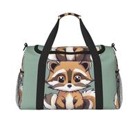 Lindo bolso de mano con estampado de mapache de dibujos animados para mujeres y hombres, bolsa cruzada de fin de semana para yoga, viajes, imprescindible, Negro -, Talla única