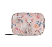 Lindo bolso de medicina Devon Rex Cats Blush para viajar con compartimentos desmontables, organizador de píldoras medicinales reutilizable para bolso