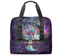 Lindo bolso deportivo con estampado de zorro para mujeres, hombres, niños y niñas, 21 L, bolsa de fin de semana, bolsa de viaje separada para viajes, gimnasio, yoga, color, Big, Organizador de bolsas