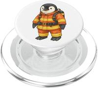 Lindo bombero pingüino bomberos rescate animal dibujos animados PopSockets PopGrip para MagSafe