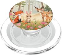 Lindo Bosque, Amigos, Animales, Bosque, Conejo, Zorro, Ciervo, diseño PopSockets PopGrip para MagSafe