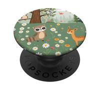 Lindo Bosque Animales Bosque Amigos Naturaleza Ilustr PopSockets PopGrip Adhesivo