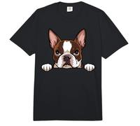 Lindo Boston Terrier Peeking Puppy Funny Bostie Dog Lover Comfort Colors Adult Heavyweight T-Shirt