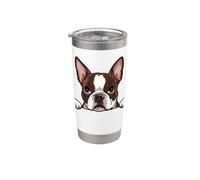 Lindo Boston Terrier Peeking Puppy Funny Bostie Dog Lover Vaso térmico de acero inoxidable de doble pared