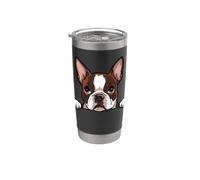 Lindo Boston Terrier Peeking Puppy Funny Bostie Dog Lover Vaso térmico de acero inoxidable de doble pared