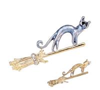 Lindo broche de solapa - Adorable broche de gato con escobas voladoras, joyas de con temática animal | Accesorio de ropa de vacaciones, mochila de y decoración de chaqueta para
