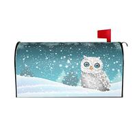 Lindo búho Blanco Sentado Nieve Invierno buzones Cubiertas magnéticas buzones envoltorios magnéticos buzones Postales Cubierta estándar de Gran tamaño 21 x 18 Mailwrap jardín decoración del hogar