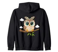 Lindo búho con lazo estampado de leopardo divertido arte animal Sudadera con Capucha