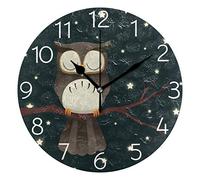 Lindo Búho De Dibujos Animados Durmiendo Reloj Reloj De Pared Redondo Decorativo Relojes De Pared para Sala Decoración Cocina 25Cm
