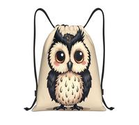 Lindo Búho De Dibujos Animados Unisex Mochila De Cuerdas Plegable Bolsa De Deporte Ligera Mochila Con Cordón Para Senderismo Baloncesto Natación Playa