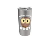 Lindo Búho De Ojos Saltones I Don'T Give A Hoot Owl Vaso térmico de acero inoxidable de doble pared