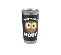 Lindo Búho De Ojos Saltones I Don'T Give A Hoot Owl Vaso térmico de acero inoxidable de doble pared