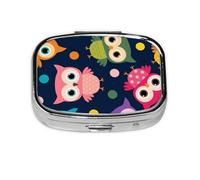 Lindo Búho Estampado Animal Lunares, Pastillero cuadrado para bolsillo o monedero, pequeño contenedor de pastillas, organizador de pastillas de viaje