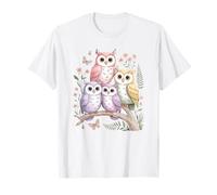 Lindo búho Familia Ilustración Suave Pastel Naturaleza Camiseta