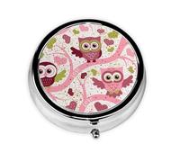 lindo búho, Pastillero, Pastillero redondo Pequeño contenedor de pastillas Organizador de pastillas de viaje