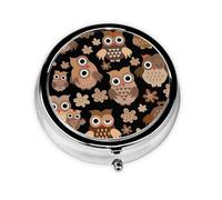 lindo búho, Pastillero, Pastillero redondo Pequeño contenedor de pastillas Organizador de pastillas de viaje