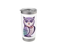 Lindo búho púrpura dibujos animados colorido búho sabio gráfi Vaso térmico de acero inoxidable de doble pared