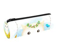 Lindo Búho y Luna Estuche para lápices Bolsas de cosméticos Estuche para lápices Redondo para útiles Escolares y de Oficina de Arte