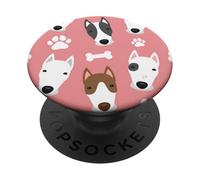 Lindo Bull Terrier se enfrenta a Huesos juguetón Amante de los Perros Arte PopSockets PopGrip Adhesivo