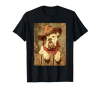 Lindo Bulldog británico Vaquero con Sombrero Occidental Rancho Dog Art Camiseta