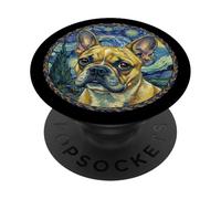 Lindo Bulldog Francés Frenchie, 0il Pintura Ilustración PopSockets PopGrip Adhesivo