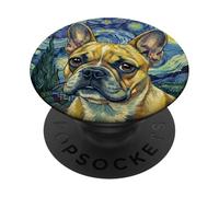 Lindo Bulldog Francés Frenchie, 0il Pintura Ilustración PopSockets PopGrip Adhesivo
