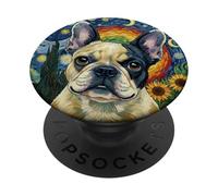 Lindo Bulldog Francés Frenchie, Colorido 0il Pintura PopSockets PopGrip Adhesivo